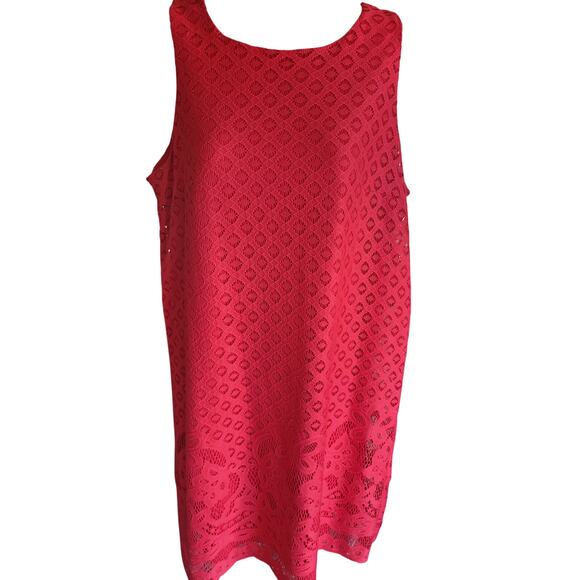 Tacera Fushia Eyelet Dress Sleeveless Lined Sz Medium - Picture 2 of 8